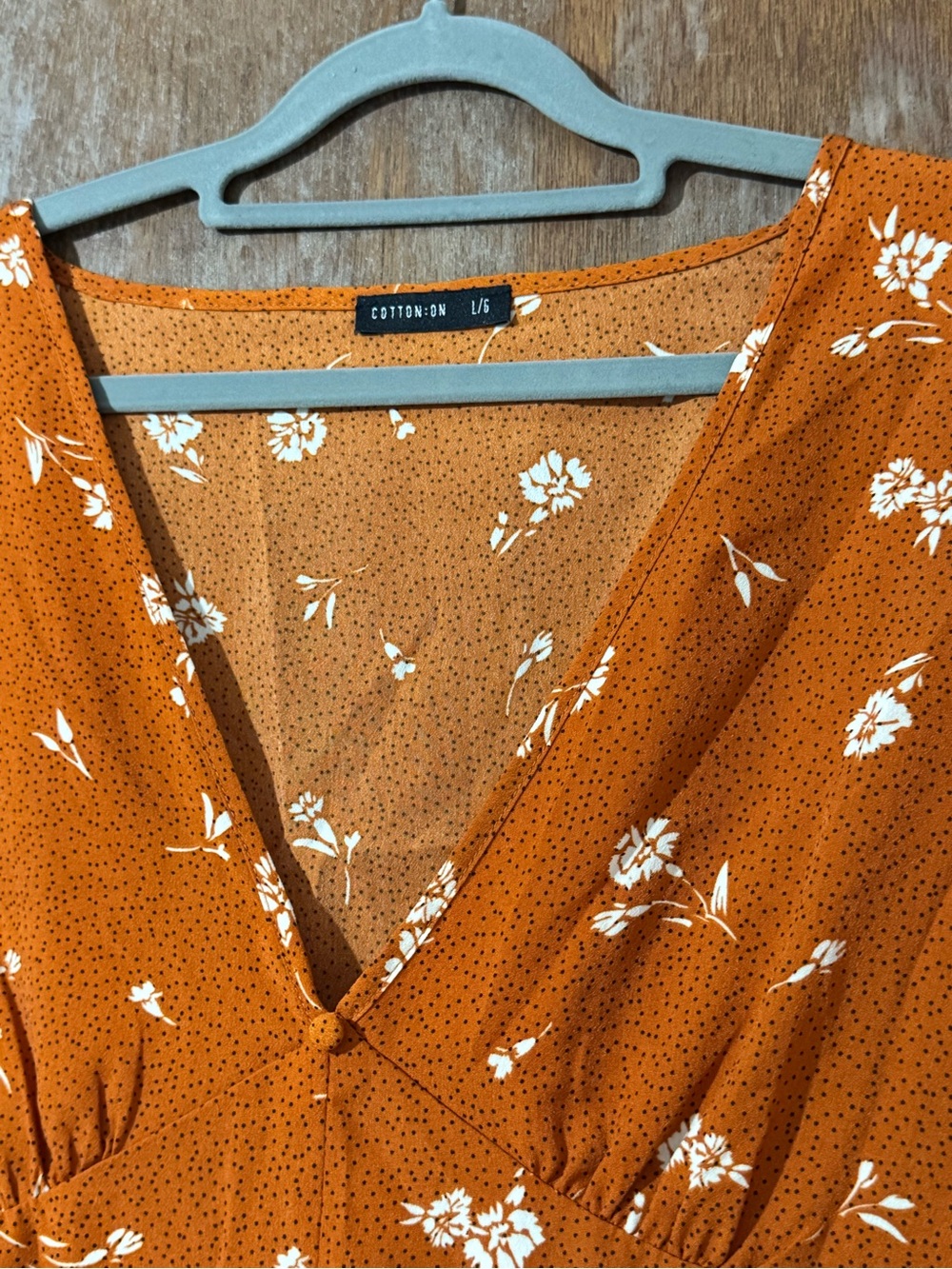 Cotton On Rust Orange Floral Midi Dress Lightweight Cottagecore Coastal Beach L - Picture 4 of 9
